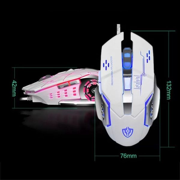 SHIPADOO X7 6D Four-speed Adjustable DPI Colorful Recirculating Breathing Light Crack Professional Competitive Gaming Luminous Wired Mouse Hot Wheel Regular Edition (White) - Image 2