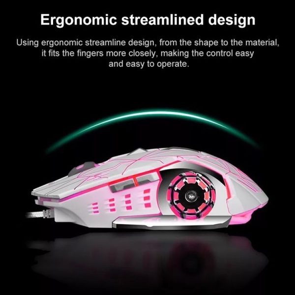 SHIPADOO X7 6D Four-speed Adjustable DPI Colorful Recirculating Breathing Light Crack Professional Competitive Gaming Luminous Wired Mouse Hot Wheel Regular Edition (White) - Image 7