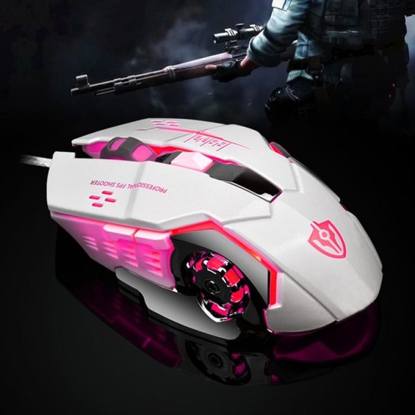 SHIPADOO X7 6D Four-speed Adjustable DPI Colorful Recirculating Breathing Light Crack Professional Competitive Gaming Luminous Wired Mouse Hot Wheel Regular Edition (White) - Image 9
