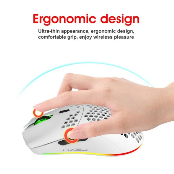 HXSJ T66 7 Keys Colorful Lighting Programmable Gaming Wireless Mouse (White) - Image 10