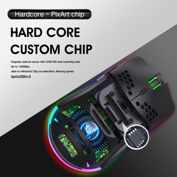 HXSJ T66 7 Keys Colorful Lighting Programmable Gaming Wireless Mouse (White) - Image 11