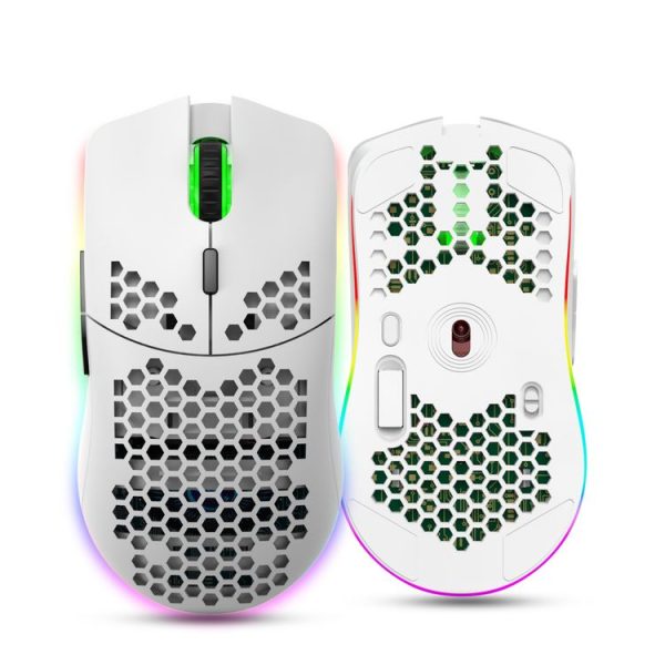 HXSJ T66 7 Keys Colorful Lighting Programmable Gaming Wireless Mouse (White) - Image 2