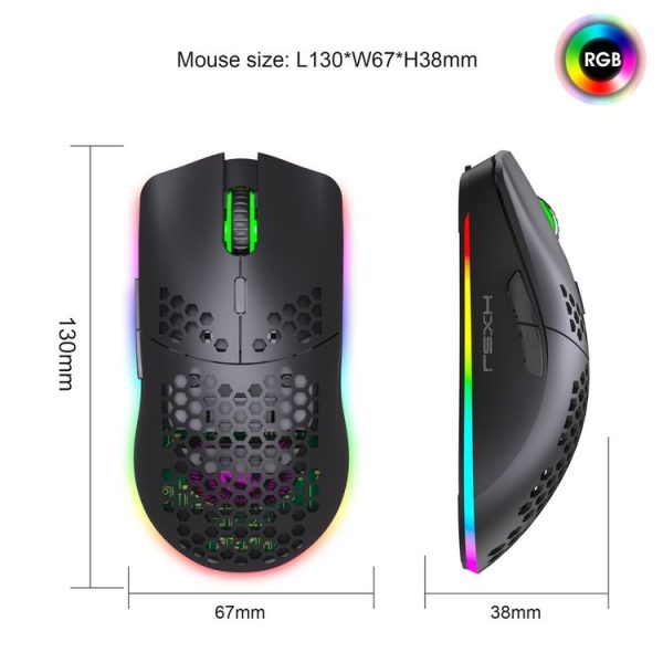 HXSJ T66 7 Keys Colorful Lighting Programmable Gaming Wireless Mouse (White) - Image 3