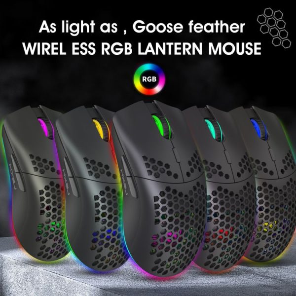 HXSJ T66 7 Keys Colorful Lighting Programmable Gaming Wireless Mouse (White) - Image 4