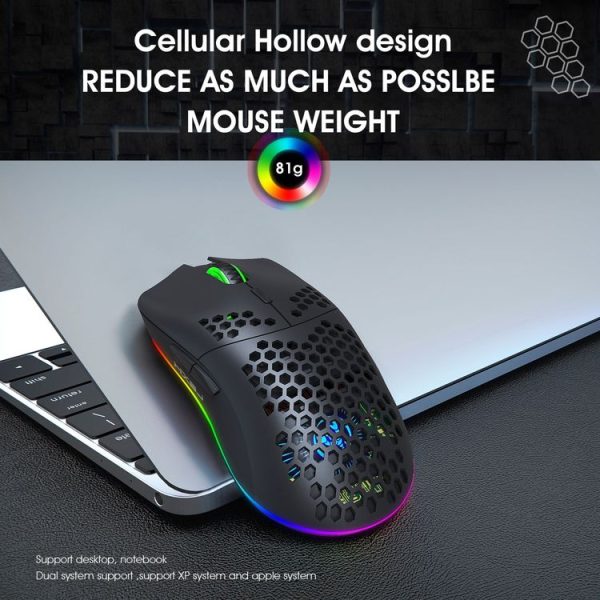 HXSJ T66 7 Keys Colorful Lighting Programmable Gaming Wireless Mouse (White) - Image 6