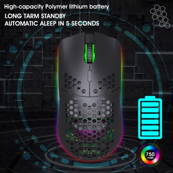 HXSJ T66 7 Keys Colorful Lighting Programmable Gaming Wireless Mouse (White) - Image 7