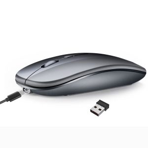 HXSJ M90 2.4GHz Ultrathin Mute Rechargeable Dual Mode Wireless Bluetooth Notebook PC Mouse (Grey)