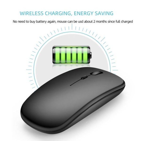 HXSJ M90 2.4GHz Ultrathin Mute Rechargeable Dual Mode Wireless Bluetooth Notebook PC Mouse (Grey) - Image 5