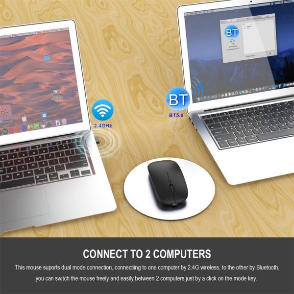 HXSJ M90 2.4GHz Ultrathin Mute Rechargeable Dual Mode Wireless Bluetooth Notebook PC Mouse (Grey) - Image 9