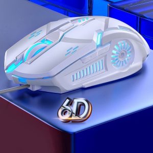 YINDIAO G5 3200DPI 4-modes Adjustable 6-keys RGB Light Silent Wired Gaming Mouse (White)