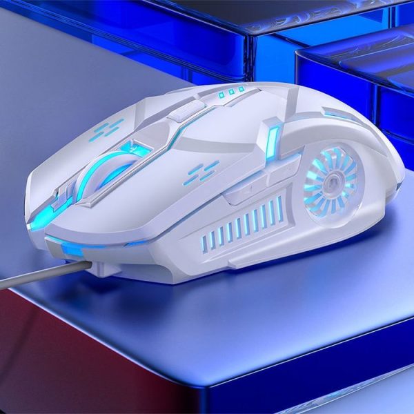 YINDIAO G5 3200DPI 4-modes Adjustable 6-keys RGB Light Silent Wired Gaming Mouse (White) - Image 2
