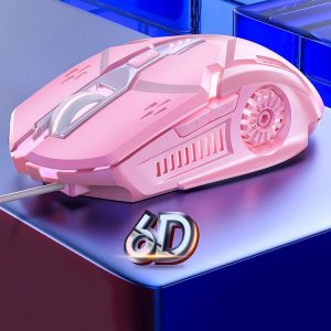 YINDIAO G5 3200DPI 4-modes Adjustable 6-keys RGB Light Wired Gaming Mouse (Pink)
