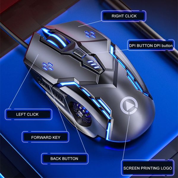 YINDIAO G5 3200DPI 4-modes Adjustable 6-keys RGB Light Wired Gaming Mouse (Pink) - Image 3