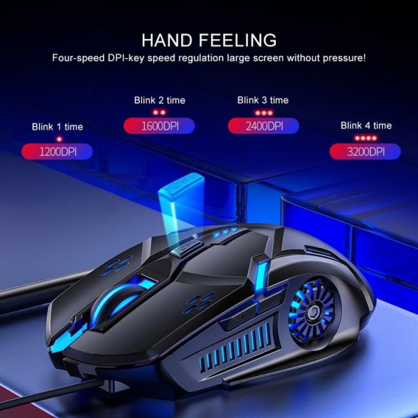 YINDIAO G5 3200DPI 4-modes Adjustable 6-keys RGB Light Wired Gaming Mouse (Pink) - Image 4