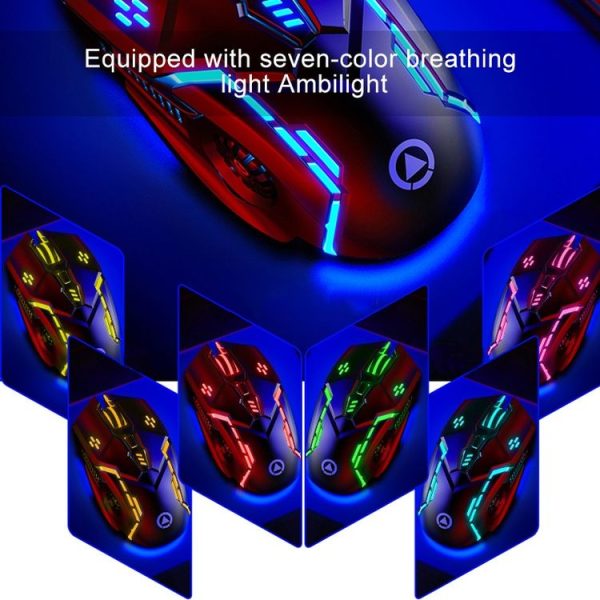 YINDIAO G5 3200DPI 4-modes Adjustable 6-keys RGB Light Wired Gaming Mouse (Pink) - Image 5