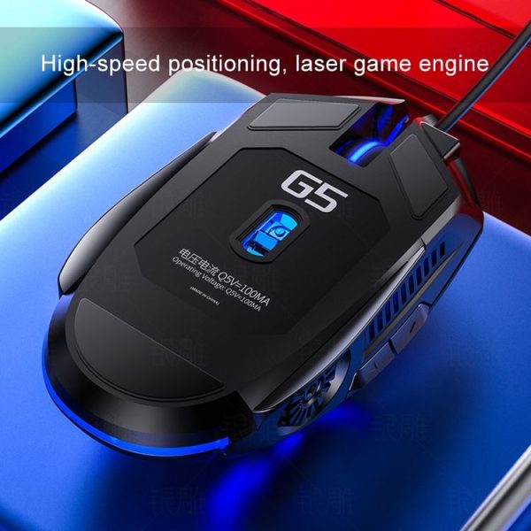 YINDIAO G5 3200DPI 4-modes Adjustable 6-keys RGB Light Wired Gaming Mouse (Pink) - Image 7