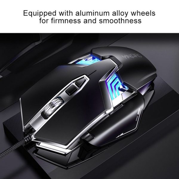 YINDIAO G403RS 7200DPI 4-modes Adjustable 8-keys RGB Light Programmable Wired Gaming Mouse (Grey) - Image 4