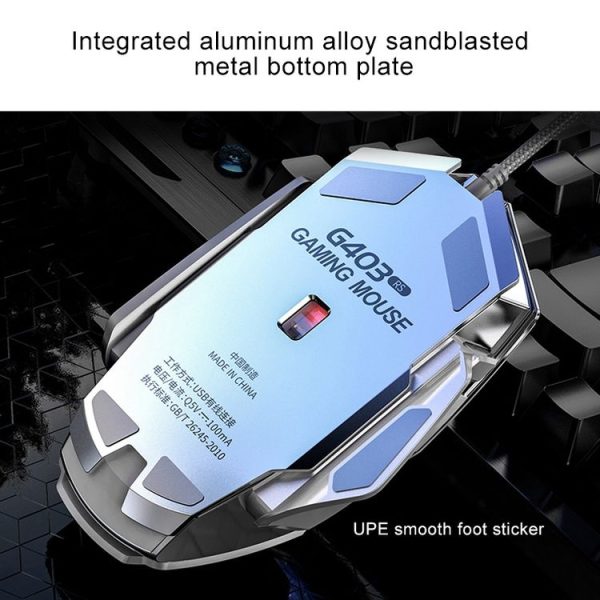 YINDIAO G403RS 7200DPI 4-modes Adjustable 8-keys RGB Light Programmable Wired Gaming Mouse (Grey) - Image 6