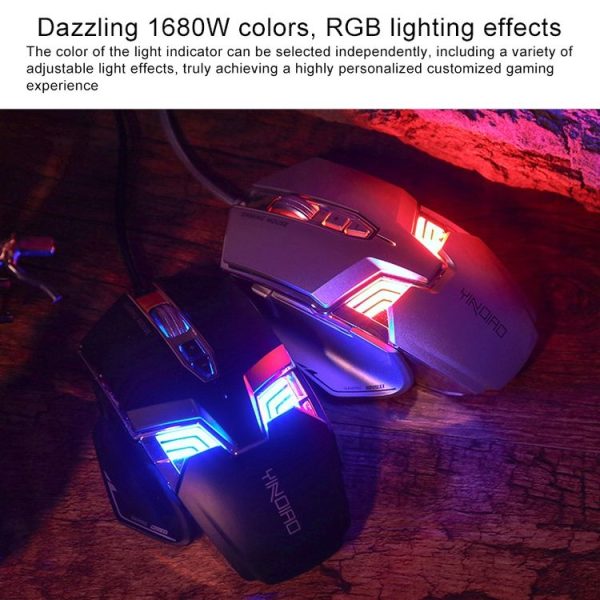 YINDIAO G403RS 7200DPI 4-modes Adjustable 8-keys RGB Light Programmable Wired Gaming Mouse (Grey) - Image 7