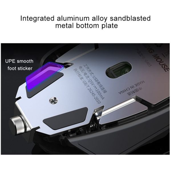 YINDIAO G403 4000DPI 4-modes Adjustable 7-keys RGB Light Programmable Wired Gaming Mouse (White) - Image 5