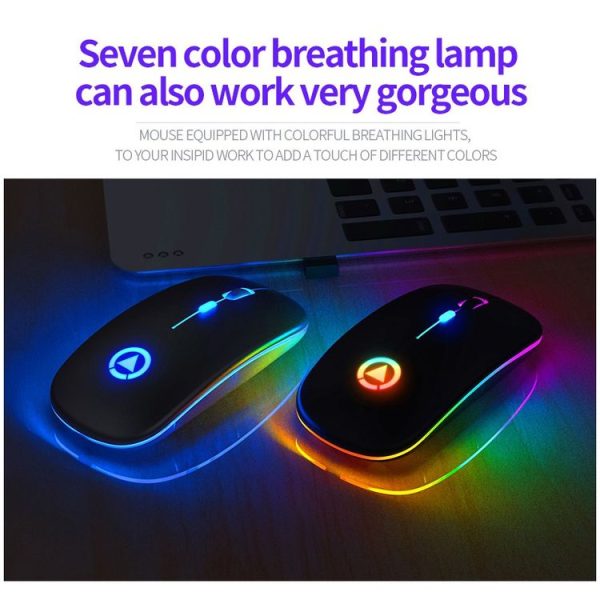 YINDIAO A2 2.4GHz 1600DPI 3-modes Adjustable RGB Light Rechargeable Wireless Silent Mouse (White) - Image 3