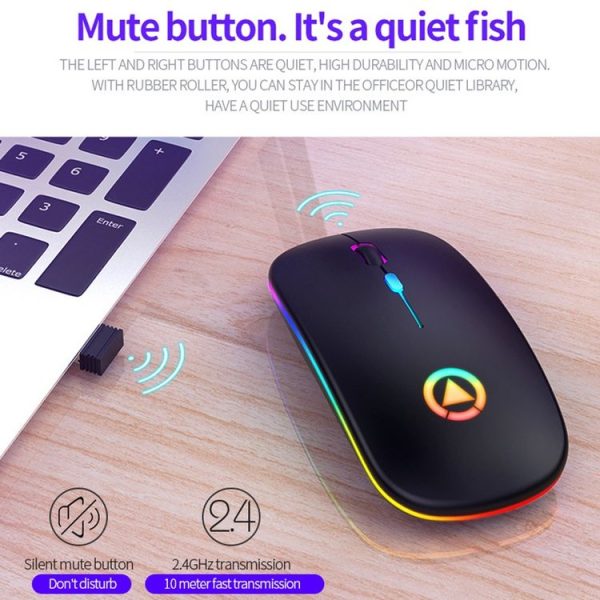 YINDIAO A2 2.4GHz 1600DPI 3-modes Adjustable RGB Light Rechargeable Wireless Silent Mouse (White) - Image 4