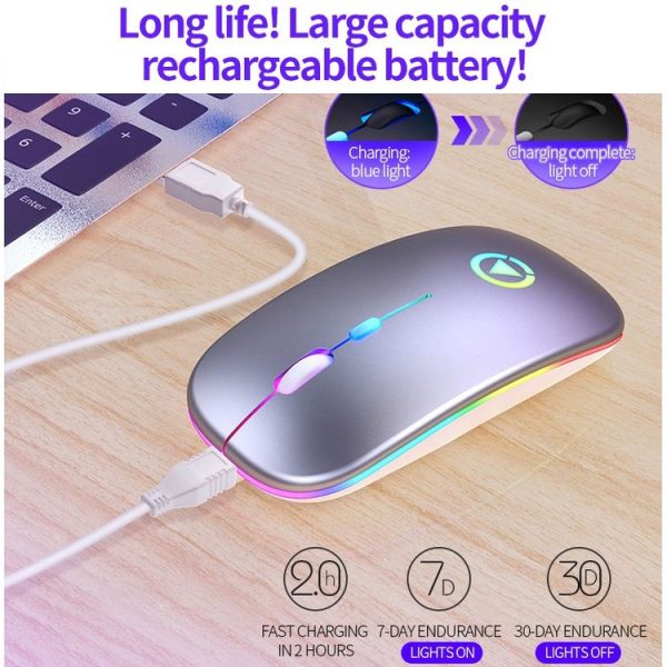 YINDIAO A2 2.4GHz 1600DPI 3-modes Adjustable RGB Light Rechargeable Wireless Silent Mouse (White) - Image 6