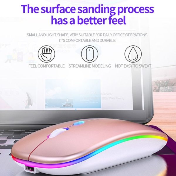 YINDIAO A2 BT3.0 + BT5.0 + 2.4GHz 1600DPI 3-modes Adjustable RGB Light Wireless Silent Bluetooth Mouse (Grey) - Image 8