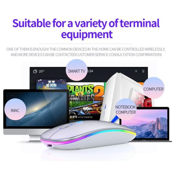 YINDIAO A2 BT3.0 + BT5.0 + 2.4GHz 1600DPI 3-modes Adjustable RGB Light Wireless Silent Bluetooth Mouse (Grey) - Image 9