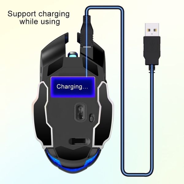 YINDIAO A4 2.4GHz 1600DPI 3-modes Adjustable Rechargeable Wireless Silent Gaming Mouse (Star Black) - Image 3