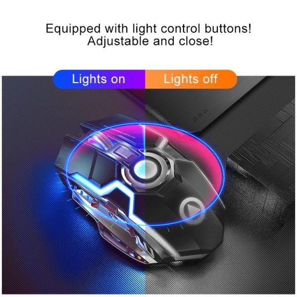 YINDIAO A5 2.4GHz 1600DPI 3-modes Adjustable Rechargeable RGB Light Wireless Silent Gaming Mouse (Grey) - Image 5