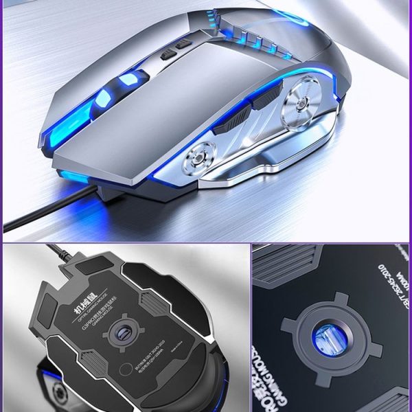 YINDIAO G3PRO 3200DPI 4-modes Adjustable 7-keys RGB Light Silent Wired Gaming Mouse (Grey) - Image 2