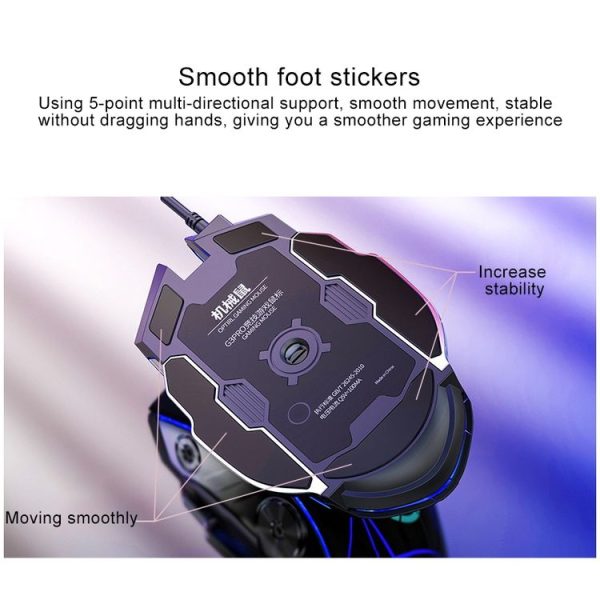 YINDIAO G3PRO 3200DPI 4-modes Adjustable 7-keys RGB Light Silent Wired Gaming Mouse (Grey) - Image 4
