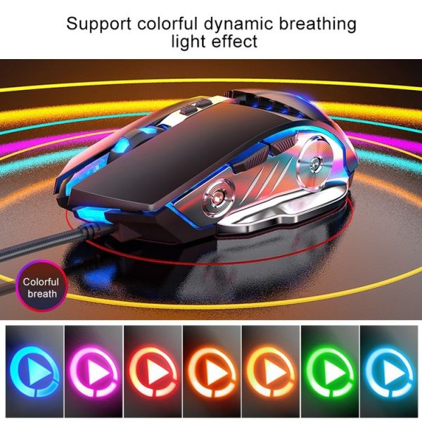 YINDIAO G3PRO 3200DPI 4-modes Adjustable 7-keys RGB Light Silent Wired Gaming Mouse (Grey) - Image 7