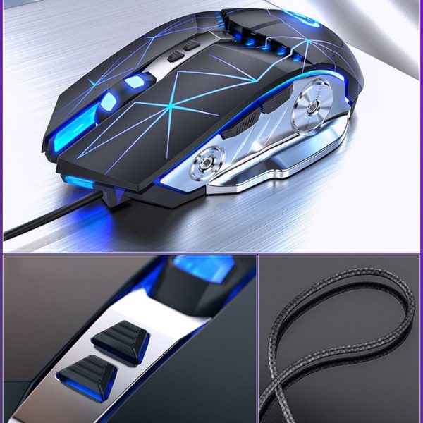 YINDIAO G3PRO 3200DPI 4-modes Adjustable 7-keys RGB Light Silent Wired Gaming Mouse (Star Black) - Image 2
