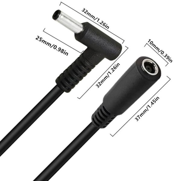 4.5 x 3.0mm Elbow Male to Female Adapter 15cm DC Power Extension Cable for HP (Black) - Image 5