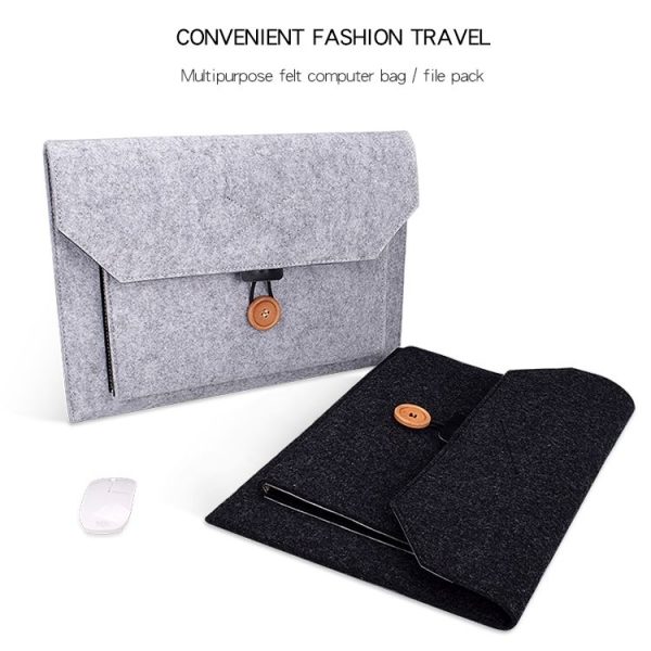 ND06 Multi-purpose Felt Button Laptop Inner Bag for 12.5 inch Laptop (Grey) - Image 4