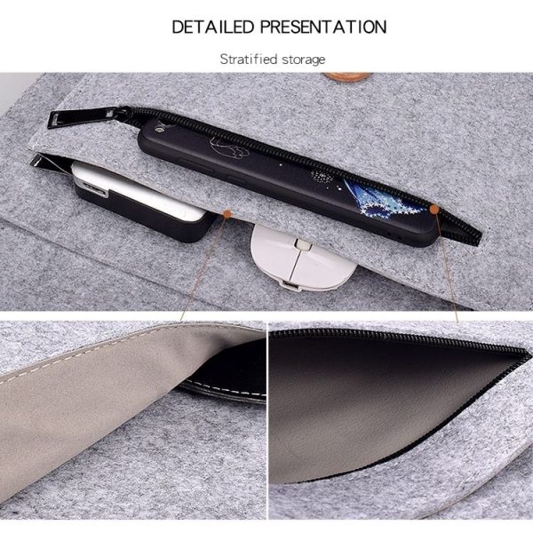ND06 Multi-purpose Felt Button Laptop Inner Bag for 12.5 inch Laptop (Grey) - Image 9