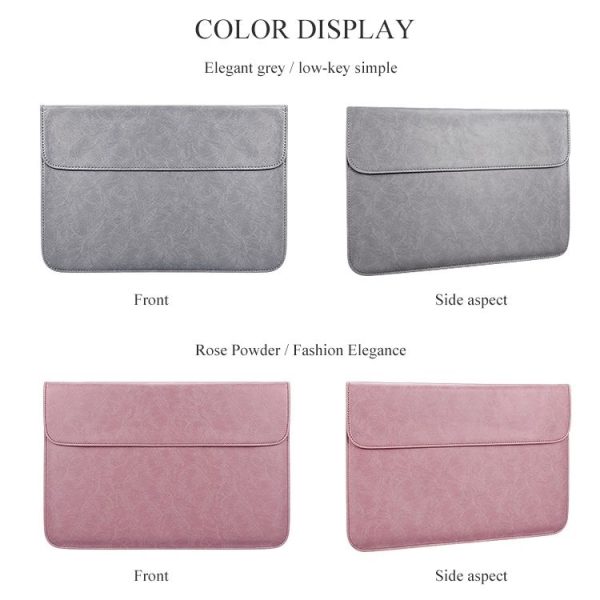PU01S PU Leather Horizontal Invisible Magnetic Buckle Laptop Inner Bag for 15.4 inch laptops (Grey) - Image 12