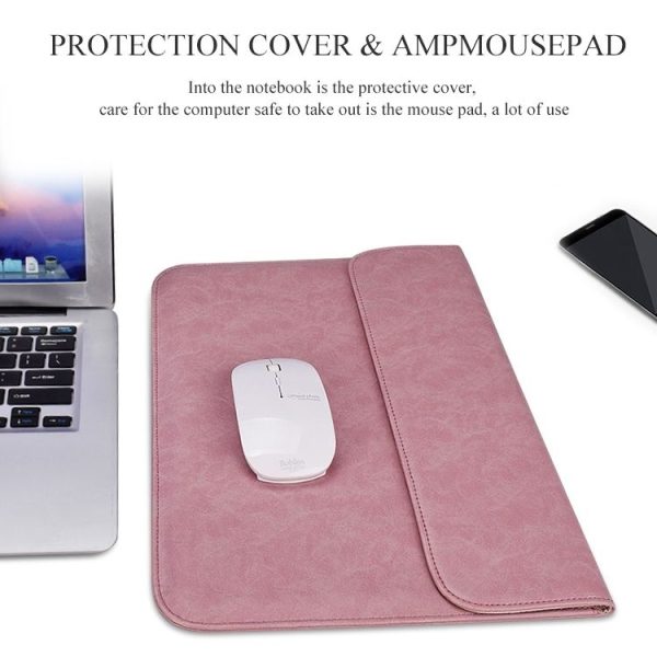PU01S PU Leather Horizontal Invisible Magnetic Buckle Laptop Inner Bag for 15.4 inch laptops (Grey) - Image 8
