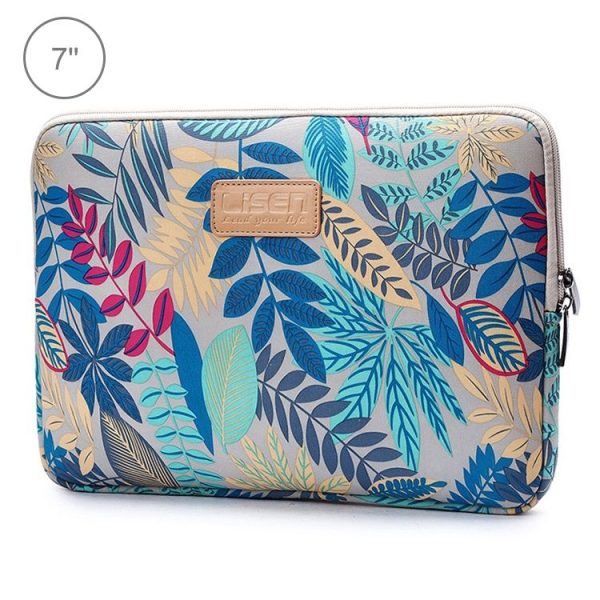 Lisen 7.0 inch Sleeve Case Colorful Leaves Zipper Briefcase Carrying Bag (Grey)