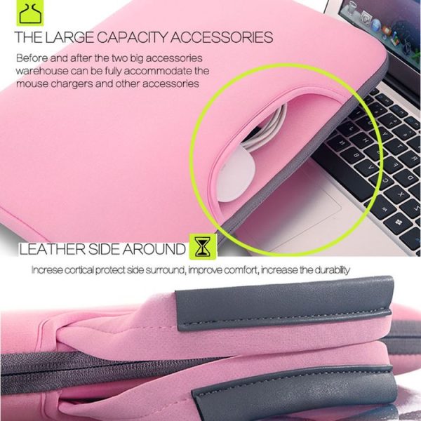 12 inch Portable Air Permeable Handheld Sleeve Bag for MacBook, Lenovo and other Laptops, Size: 32x21x2cm (Magenta) - Image 6