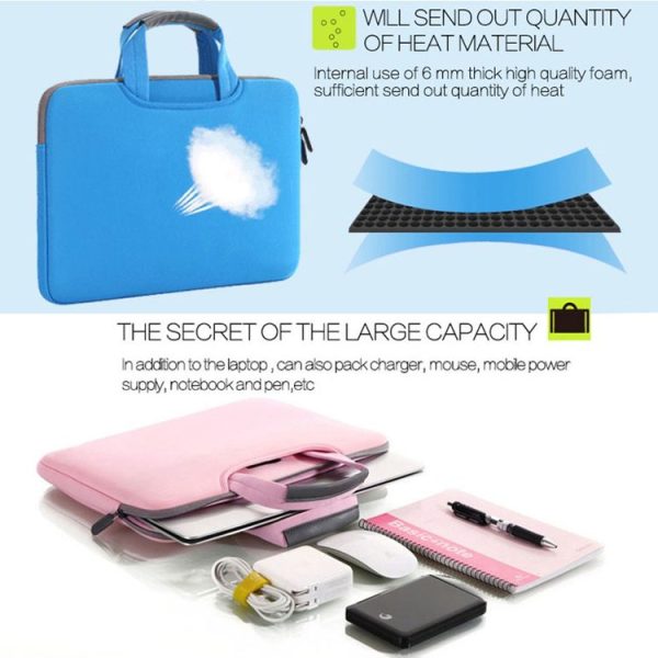 15.4 inch Portable Air Permeable Handheld Sleeve Bag for MacBook Air / Pro, Lenovo and other Laptops, Size: 38x27.5x3.5cm (Black) - Image 5