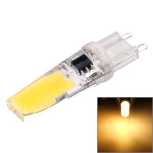 G9 3W 300LM COB LED Light, Silicone Dimmable for Halls / Office / Home, AC 220-240V, Transparent Plug (Warm White)
