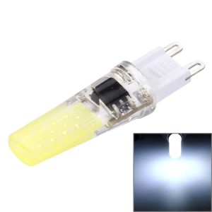 G9 3W 300LM COB LED Light, Silicone Dimmable for Halls / Office / Home, AC 220-240V, White Plug (White Light)