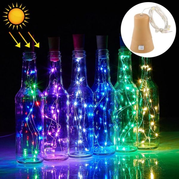 1m 10 LEDs SMD 0603 Solar Powered Copper Wire String Light Fairy Lamp Decorative Light (Colorful Light)