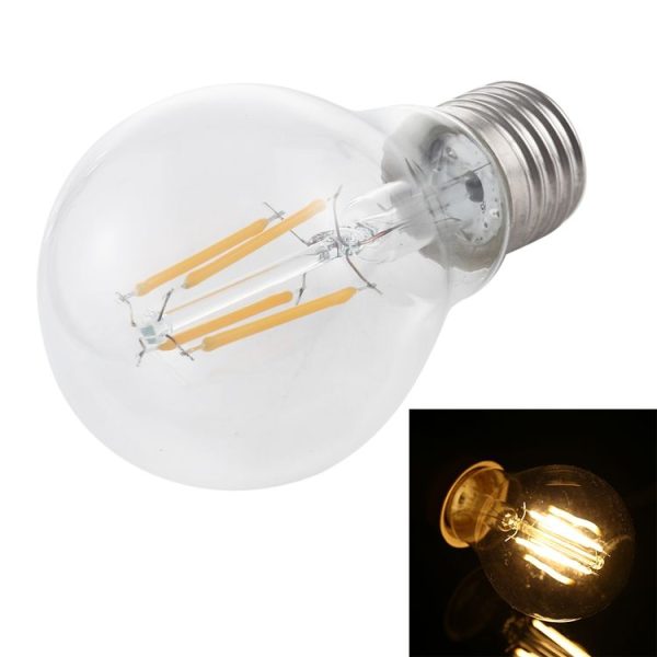 A60 E27 4W 4 LEDs 450 LM Retro Dimming LED Filament Light Bulb Energy Saving Light, AC 220V (Warm White)