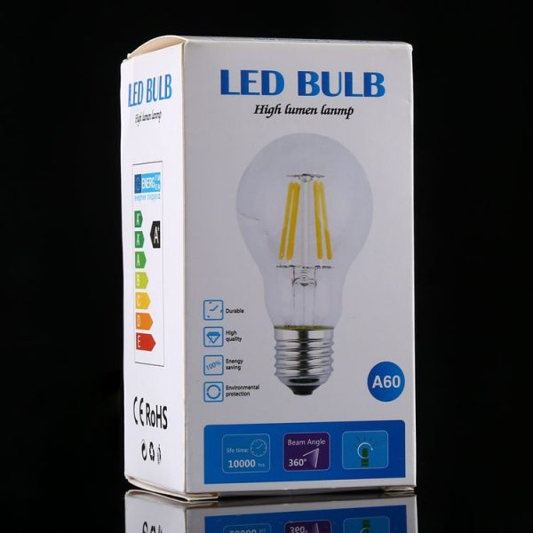 A60 E27 4W 4 LEDs 450 LM Retro Dimming LED Filament Light Bulb Energy Saving Light, AC 220V (Warm White) - Image 4