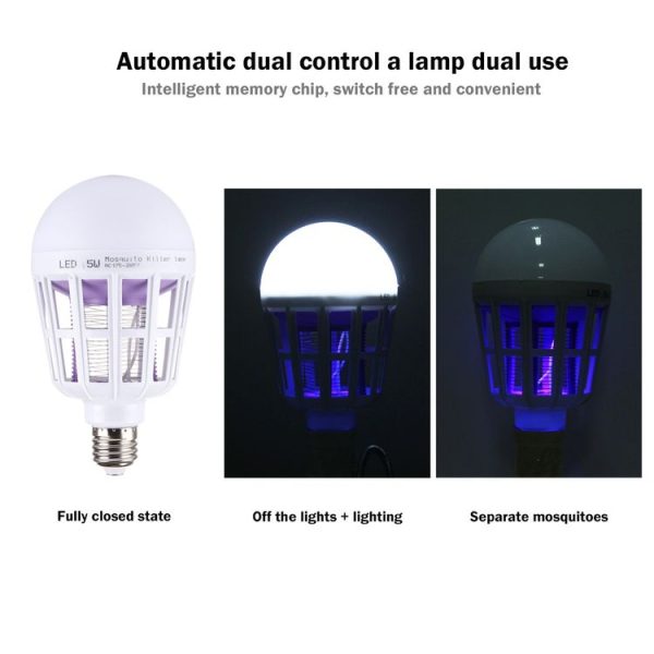 E27 15W White Light + 365 NM Purple Light Mosquito Killer Bulb Lamp, Fly Pest Insects Reject Zapper LED Ball Steep Light, AC 175-265V - Image 6