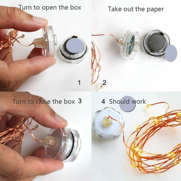 6 PCS Waterproof Warm White Light Copper Wire Starry String Light, 20 LEDs 2700-2900K Rope Fairy Light For Party / Holiday, Length: 2m, DC 6V - Image 8